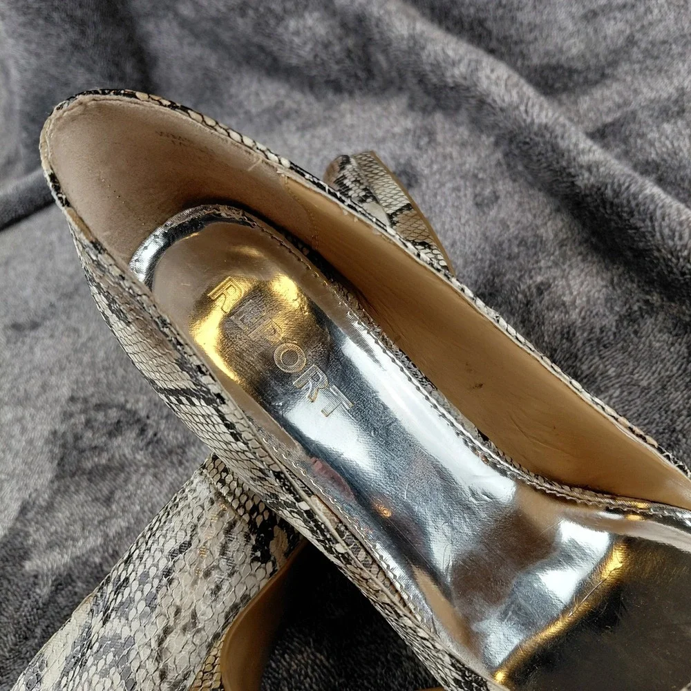 Report‎ Women's Snakeskin Print Stiletto Heel Pumps Tan Black Size 8